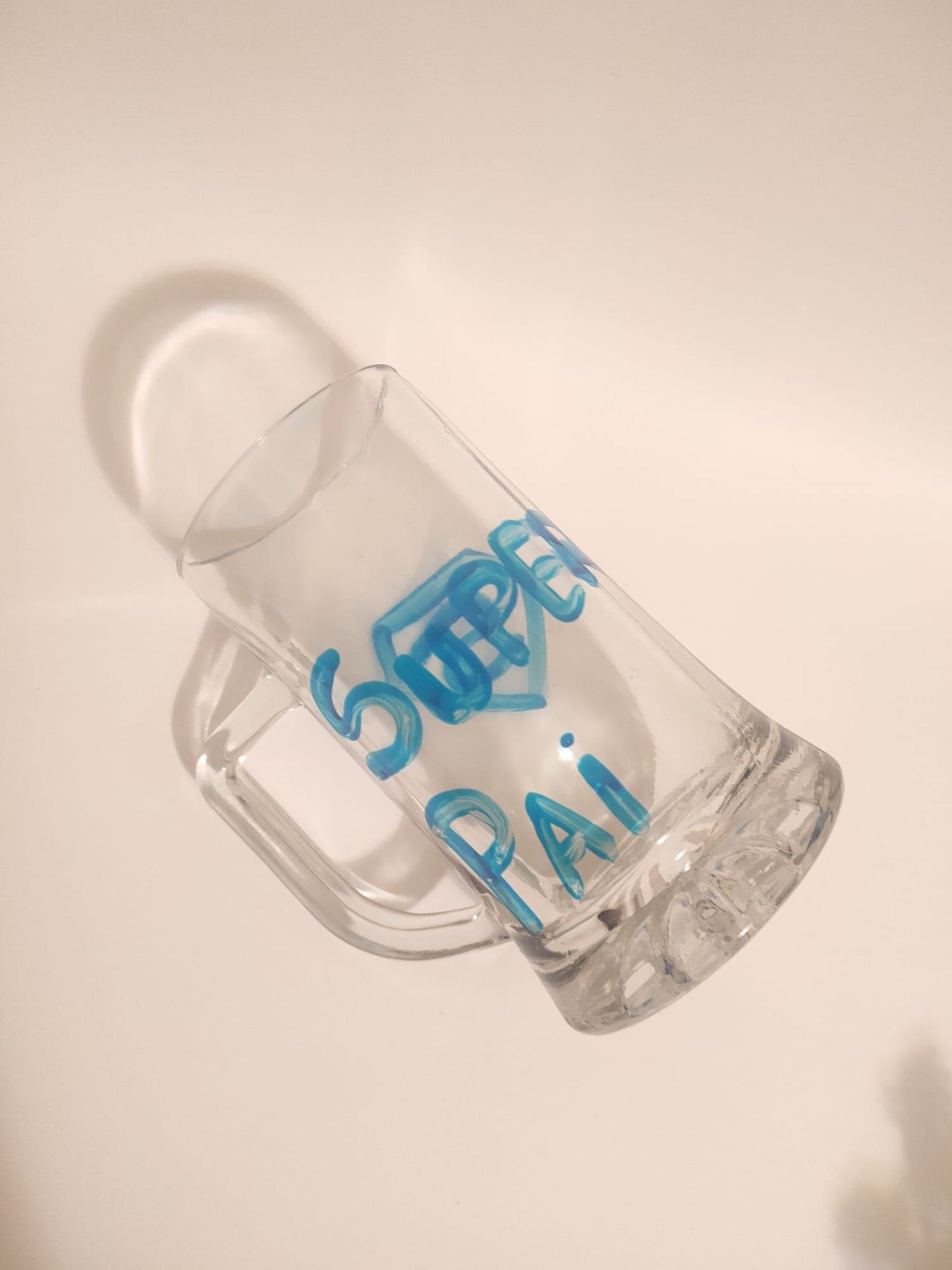 Caneca de Cerveja de Vidro Pintada à Mão – Super Pai