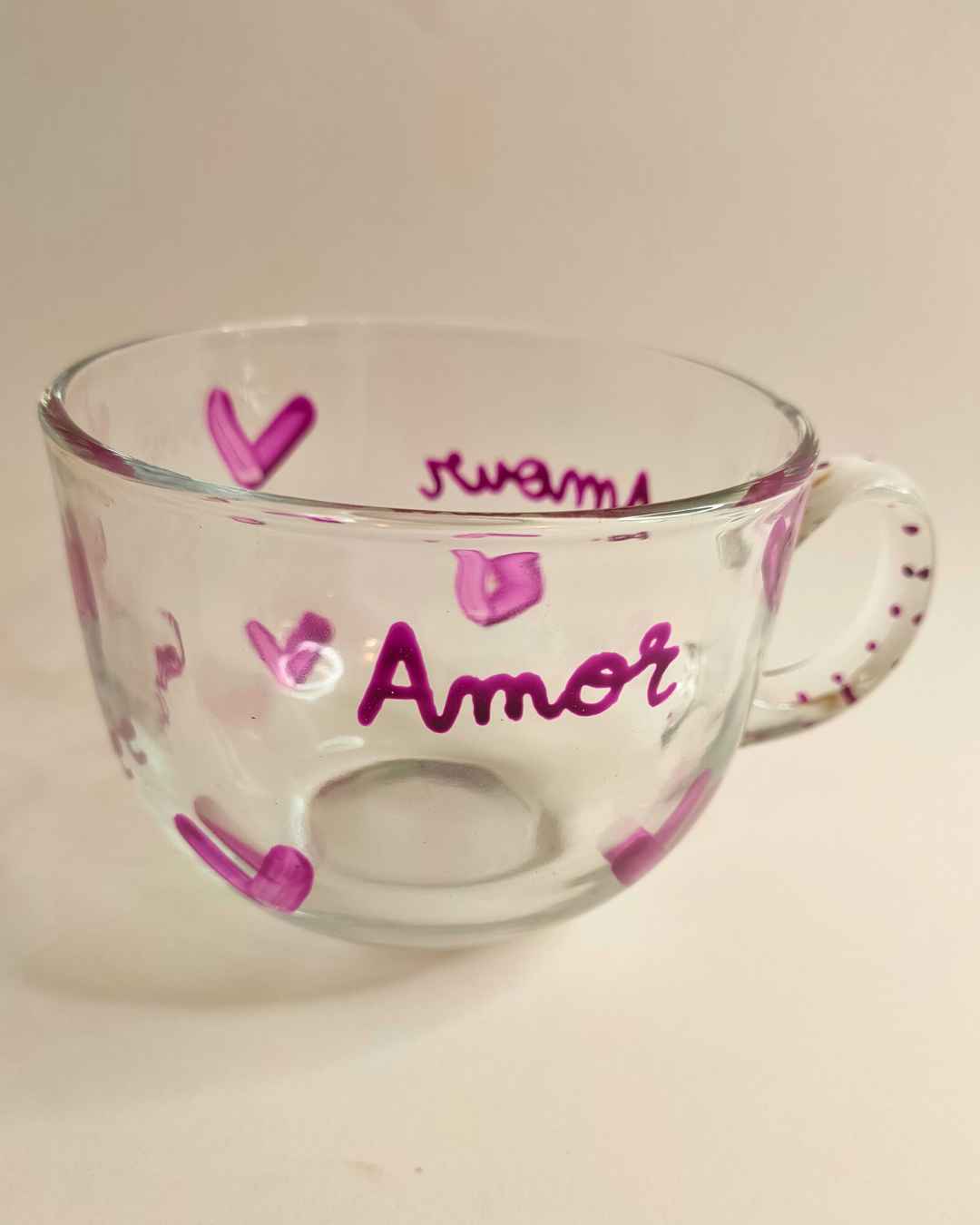 Caneca de vidro Amour