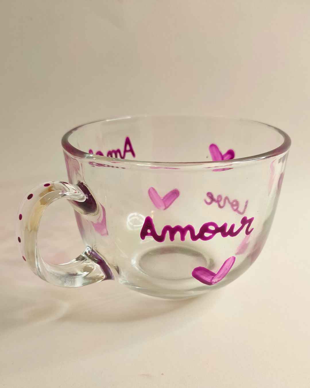 Caneca de vidro Amour