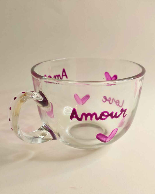 Caneca de vidro Amour