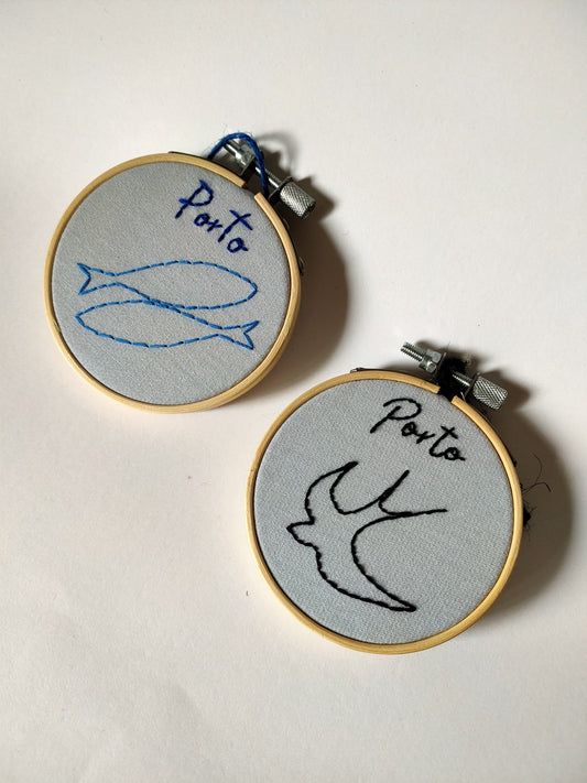 Bastidores Bordados – Símbolos do Porto, 8cm