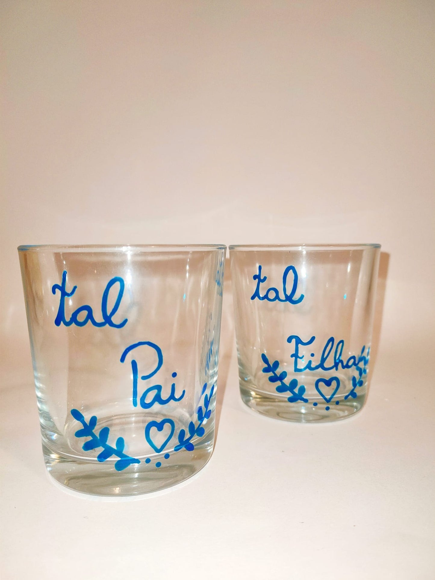 Conjunto 2 Copos de Vidro Pintados à Mão – Tal Pai, Tal Filha