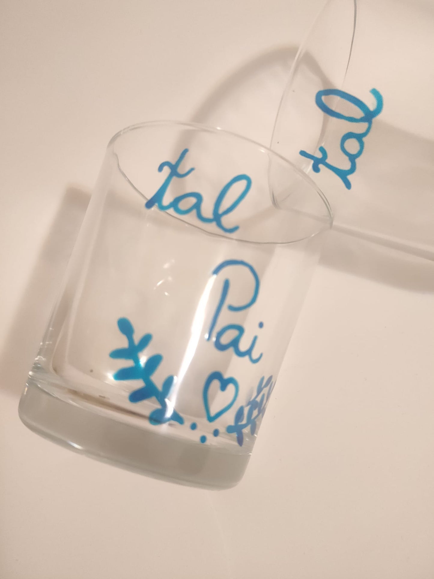 Conjunto 2 Copos de Vidro Pintados à Mão – Tal Pai, Tal Filha