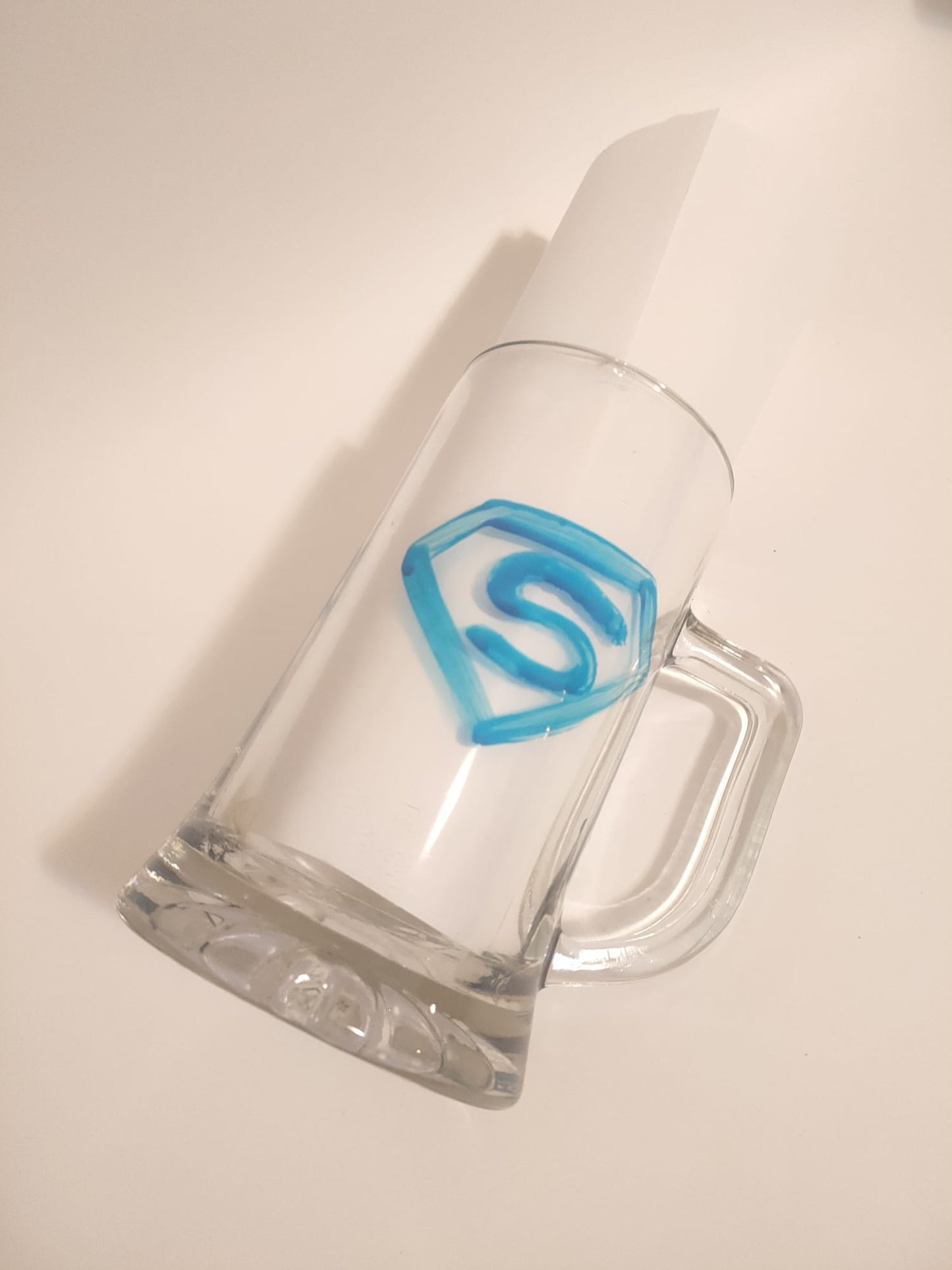 Caneca de Cerveja de Vidro Pintada à Mão – Super Pai