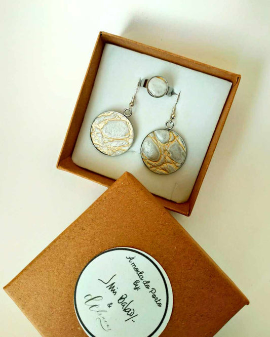 Conjunto Anel e Brincos de Couro