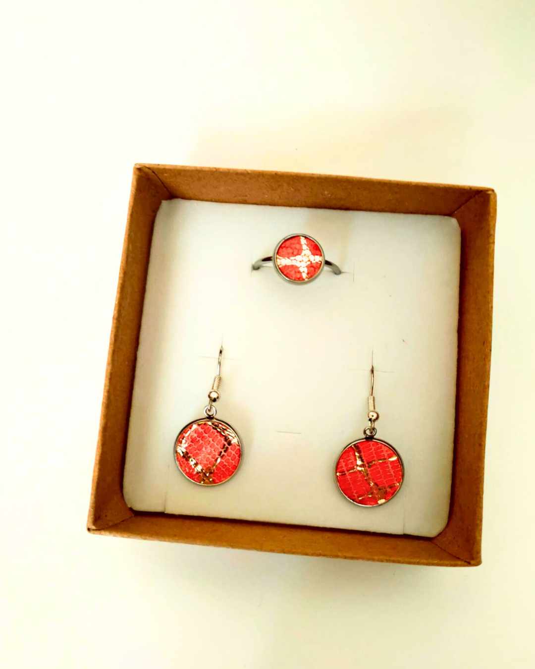 Conjunto Anel e Brincos de Couro