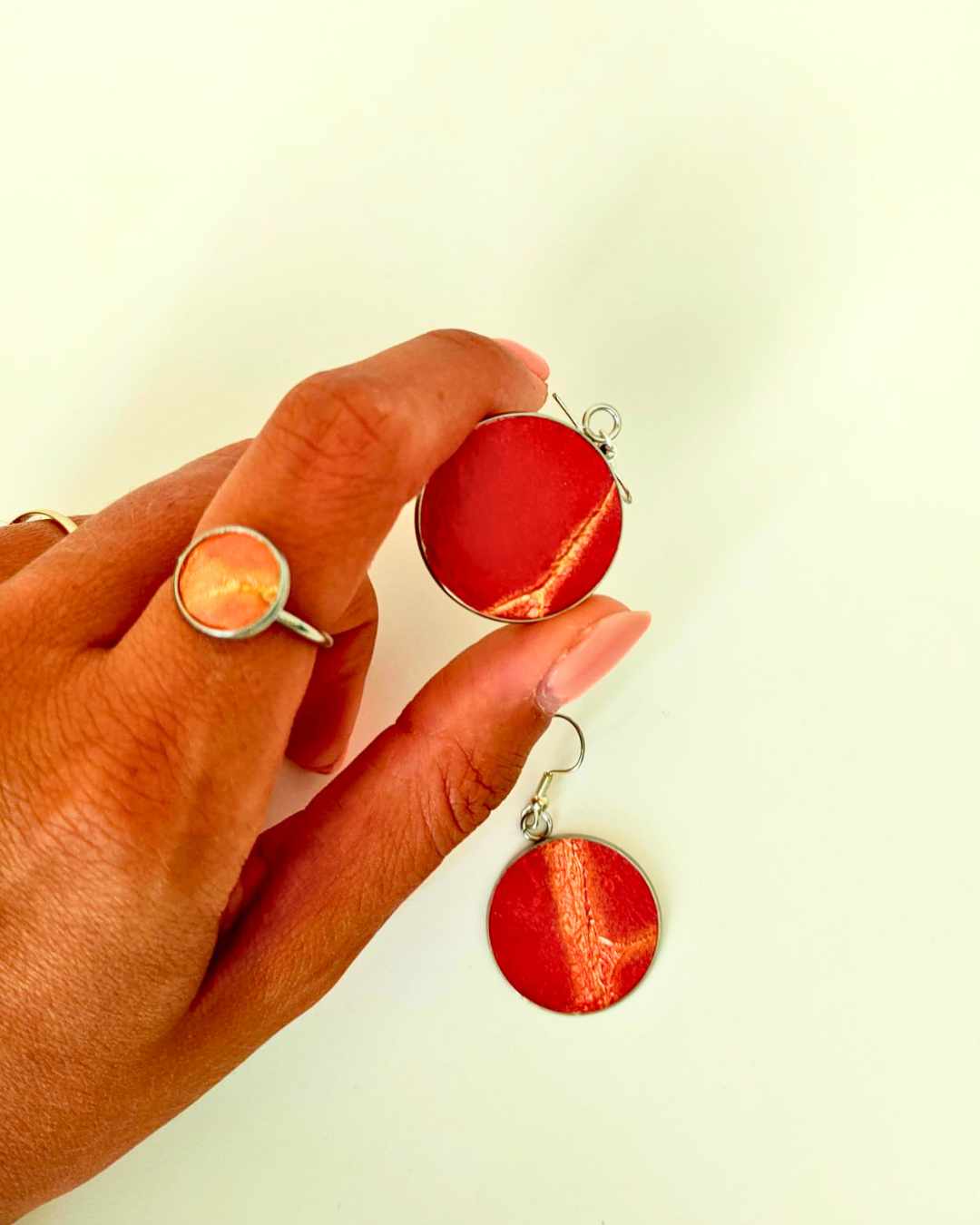 Conjunto Anel e Brincos de Couro
