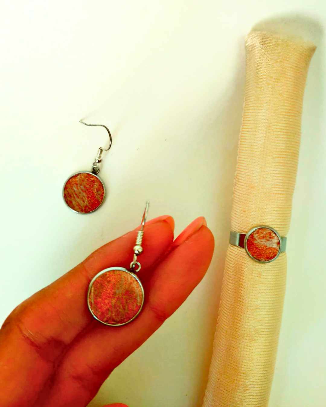 Conjunto Anel e Brincos de Couro