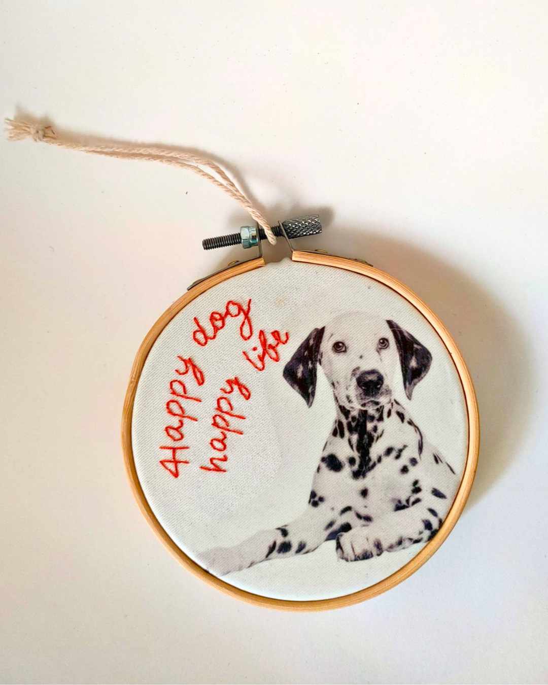 Bastidor Fotobordado Happy Dog Happy Life