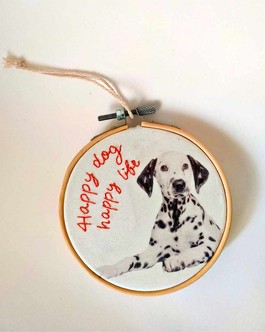 Bastidor Fotobordado Happy Dog Happy Life