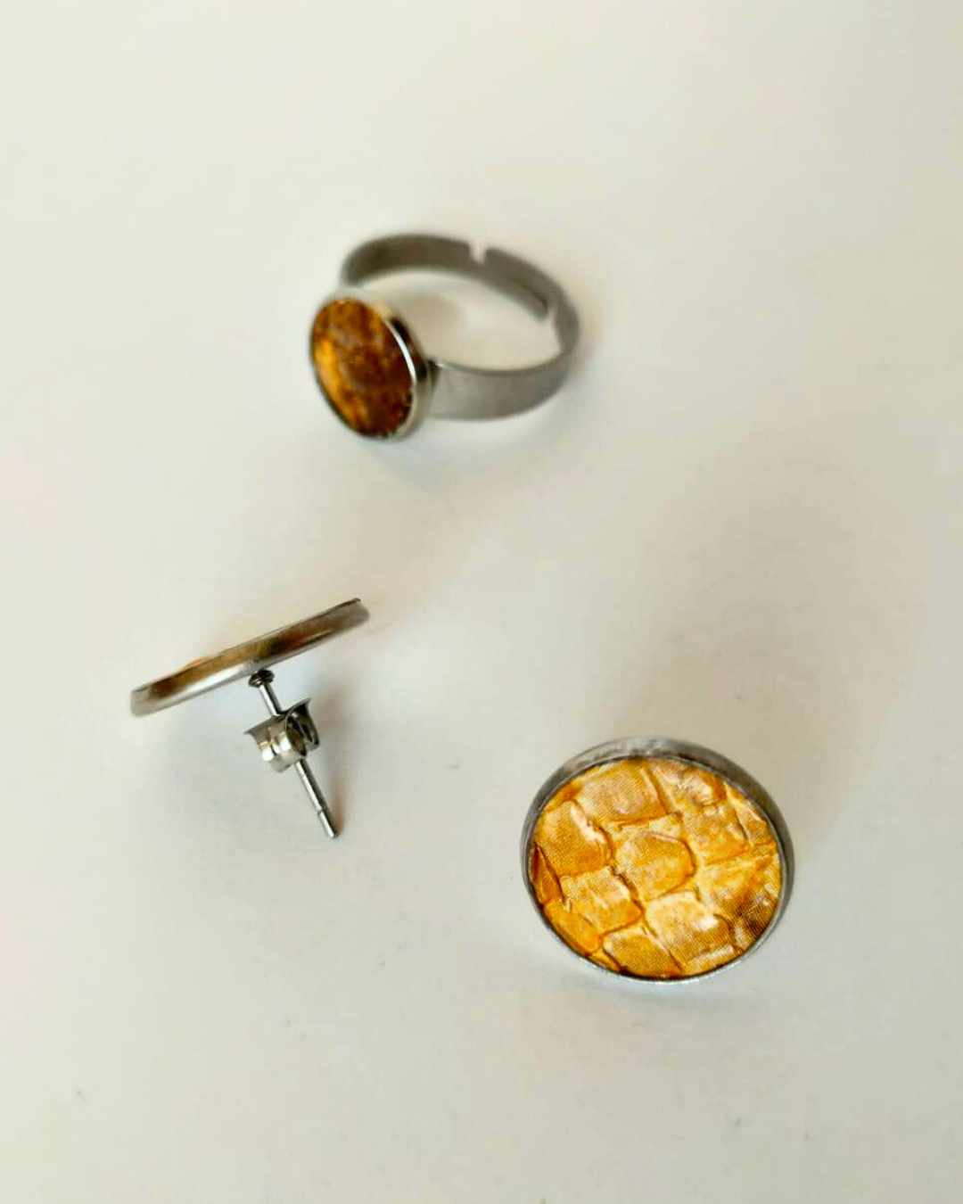 Conjunto Anel e Brincos de Couro