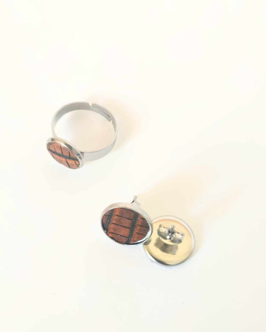 Conjunto Anel e Brincos de Couro