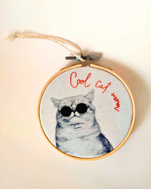 Bastidor Fotobordado Cool Cat Mom