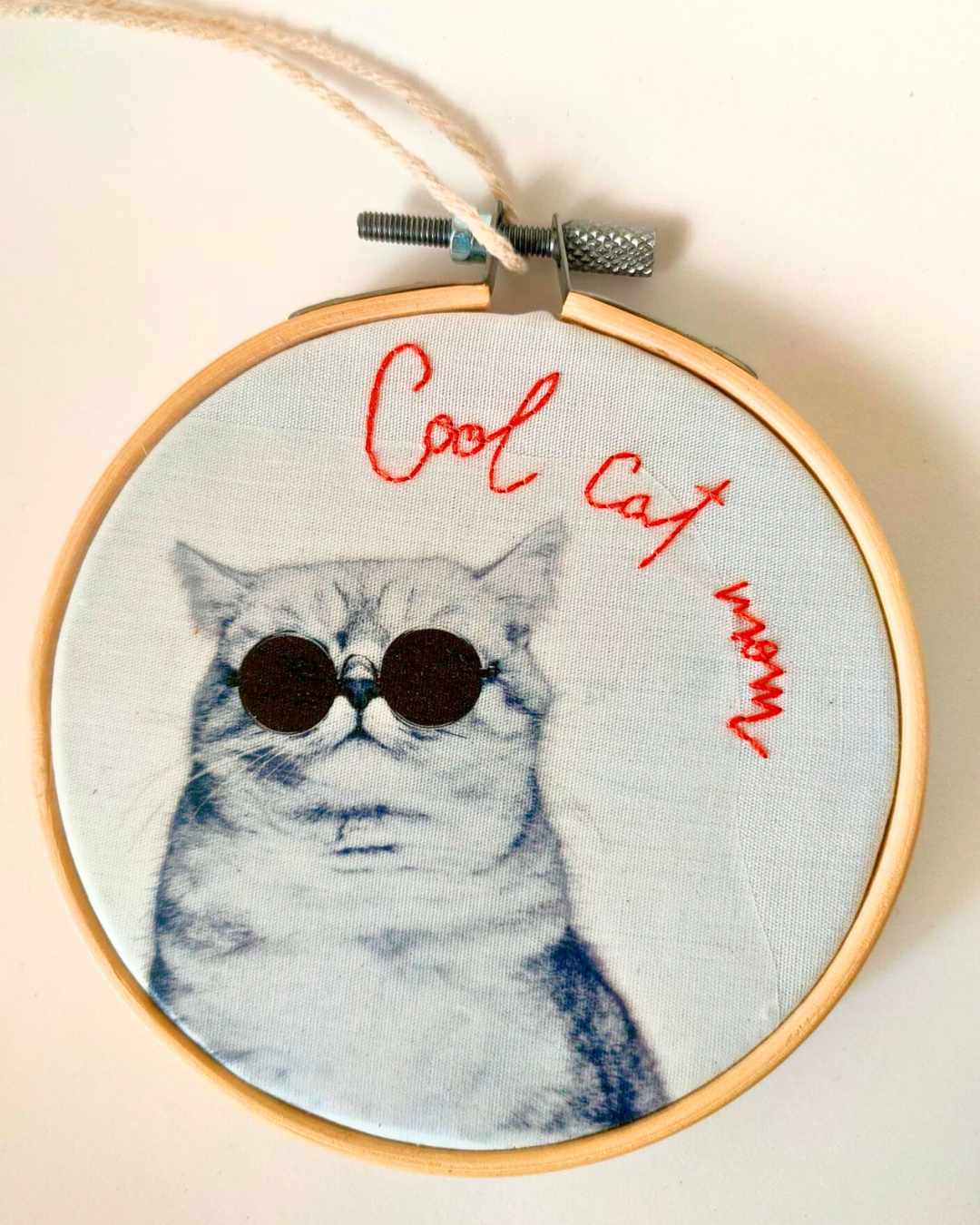 Bastidor Fotobordado Cool Cat Mom